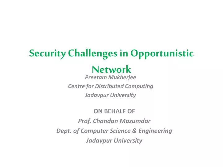 security challenges in opportunistic network