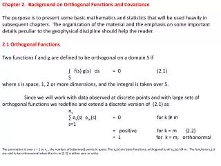 Chapter 2. Background on Orthogonal Functions and Covariance