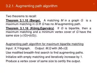 3.2.1. Augmenting path algorithm
