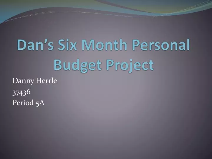 dan s six month personal budget project