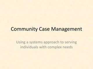 Community Case Management