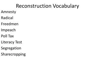 Reconstruction Vocabulary