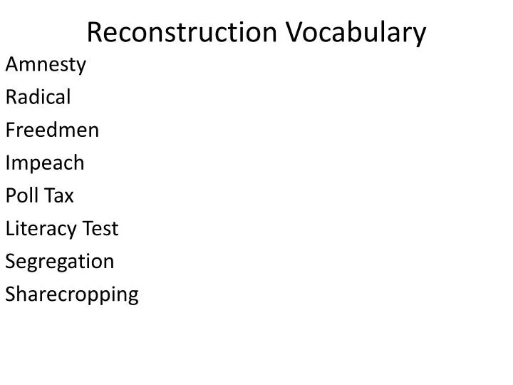 reconstruction vocabulary