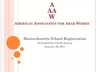 A AA W American Association for Arab Women