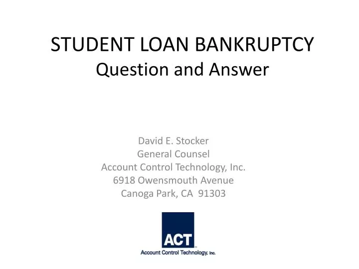 student loan bankruptcy question and answer