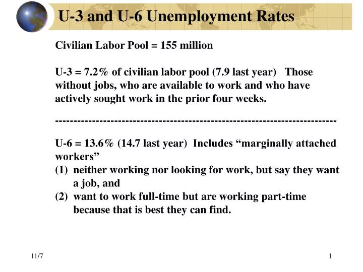 u 3 and u 6 unemployment rates