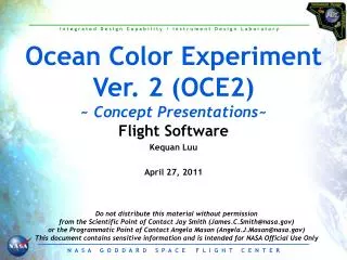 Ocean Color Experiment Ver. 2 (OCE2) ~ Concept Presentations ~