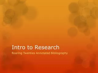 Intro to Research
