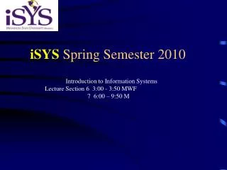 iSYS Spring Semester 2010