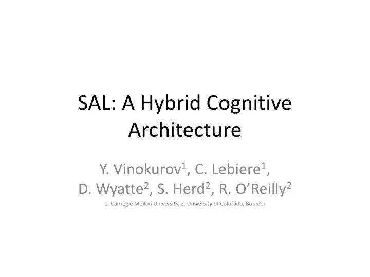 sal a hybrid cognitive architecture