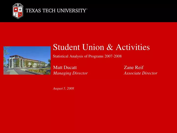 student union activities statistical analysis of programs 2007 2008