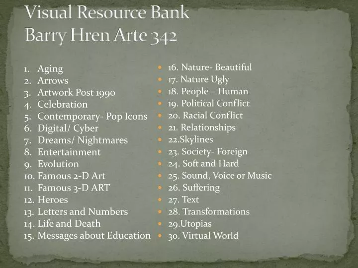 visual resource bank barry hren arte 342