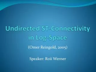 Undirected ST-Connectivity in Log-Space