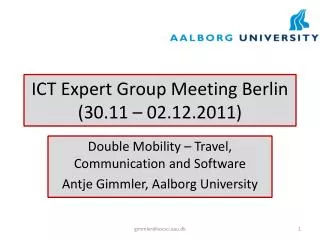 ICT Expert Group Meeting Berlin (30.11 – 02.12.2011)