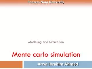 Modeling and Simulation Monte carlo simulation