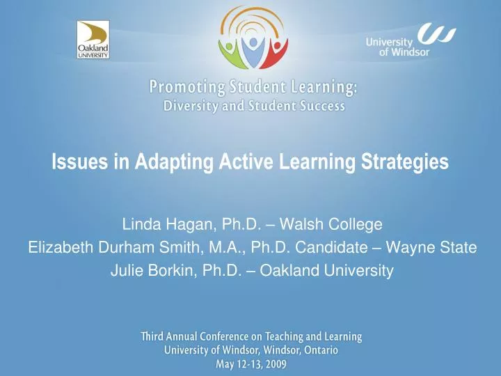 issues in adapting active learning strategies