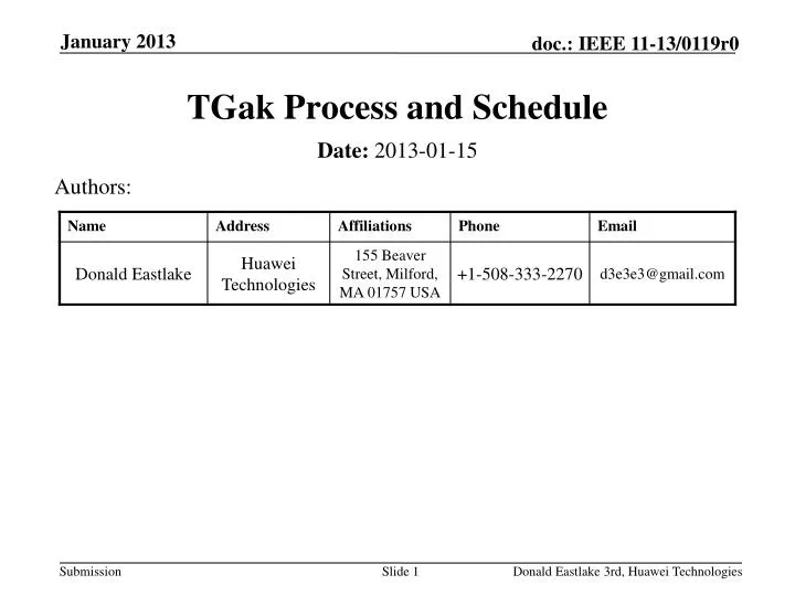 tgak process and schedule