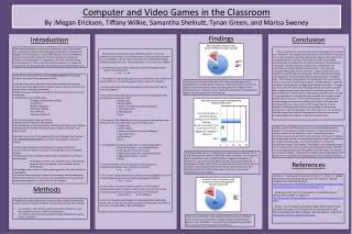 Computer and Video Games in the Classroom By : Megan Erickson, Tiffany Wilkie , Samantha Shelnutt , Tynan Green, and