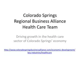Colorado Springs Regional Business Alliance Health Care Team