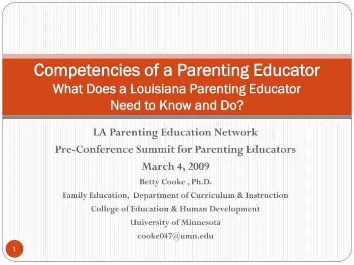 competencies of a parenting educator what does a louisiana parenting educator need to know and do
