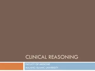 CLINICAL REASONING