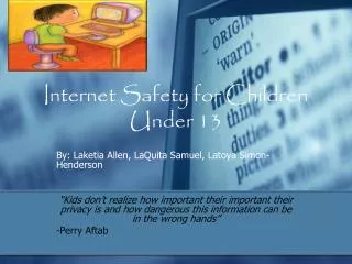 Internet Safety for Children Under 13