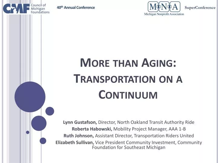 more than aging transportation on a continuum