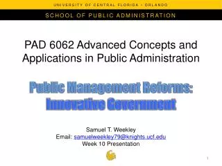 PAD 6062 Advanced Concepts and Applications in Public Administration