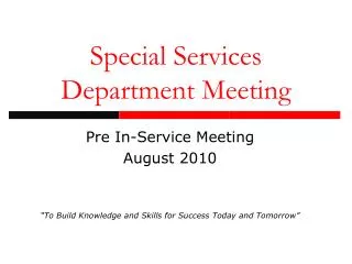 Special Services Department Meeting