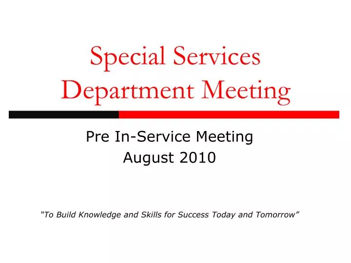 special services department meeting
