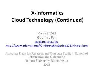 X-Informatics Cloud Technology (Continued)