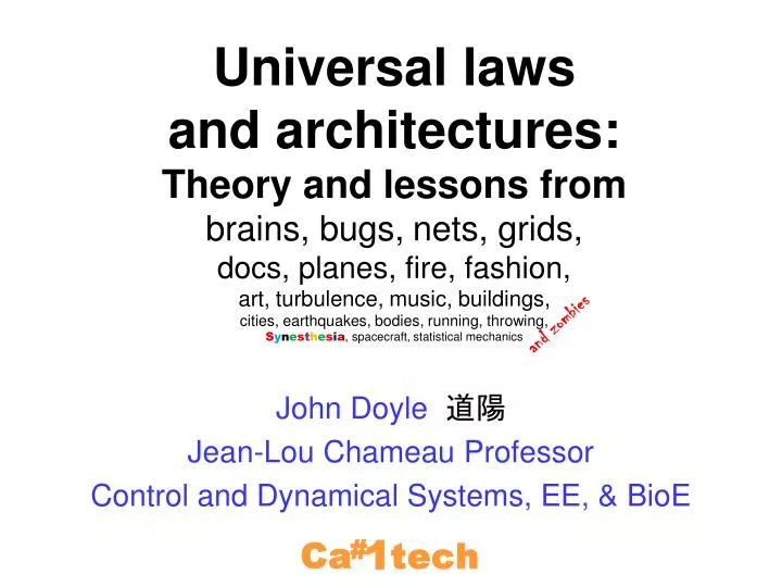 john doyle jean lou chameau professor control and dynamical systems ee bioe