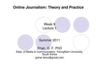 Online Journalism: Theory and Practice