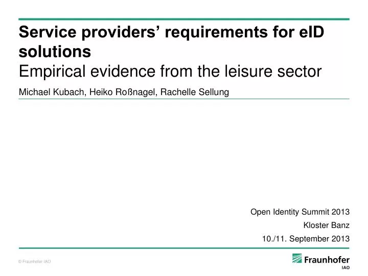 service providers requirements for eid solutions empirical evidence from the leisure sector