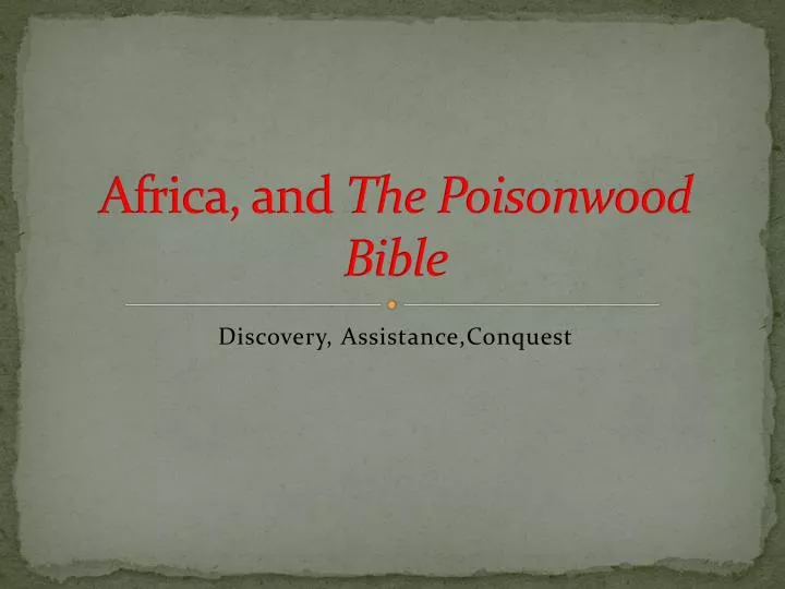 africa and the poisonwood bible