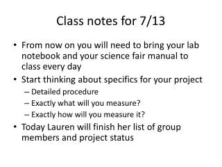 Class notes for 7/13