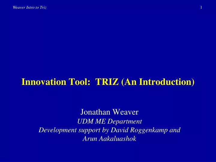innovation tool triz an introduction
