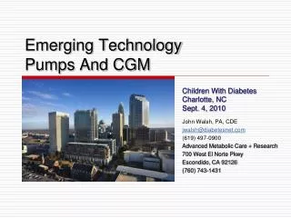 Emerging Technology Pumps And CGM