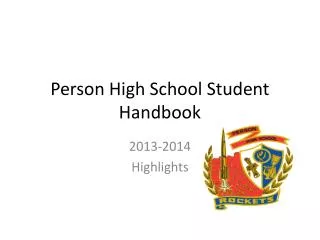 Person High School Student Handbook