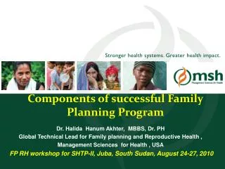 Components of successful Family Planning Program