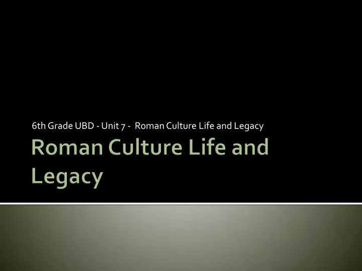 6 th grade ubd unit 7 roman culture life and legacy
