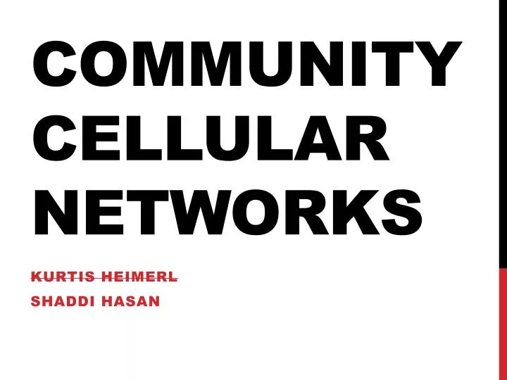 community cellular networks