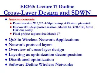 EE360: Lecture 17 Outline Cross-Layer Design and SDWN
