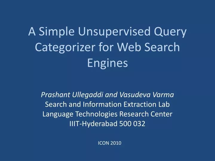 a simple unsupervised query categorizer for web search engines