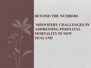 Beyond the Numbers Midwifery challenges in addressing perinatal mortality in New Zealand