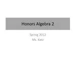 Honors Algebra 2 - slide 1