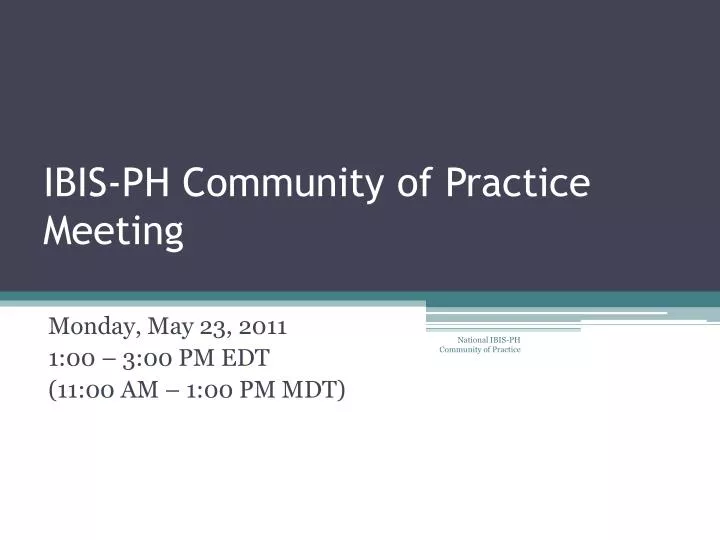 ibis ph community of practice meeting