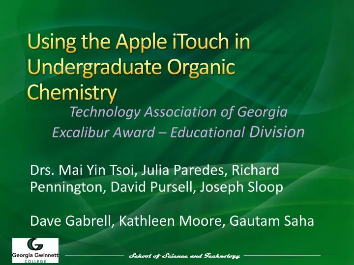 using the apple itouch in undergraduate organic chemistry