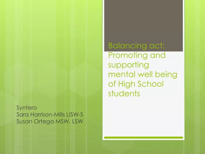 balancing act promoting and supporting mental well being of high school students
