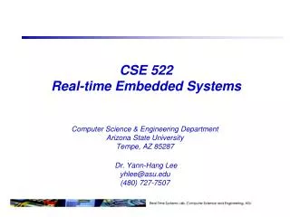 CSE 522 Real-time Embedded Systems